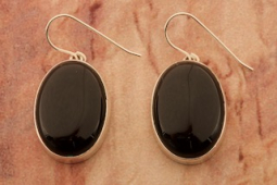 Genuine Black Onyx Sterling Silver Navajo Earrings